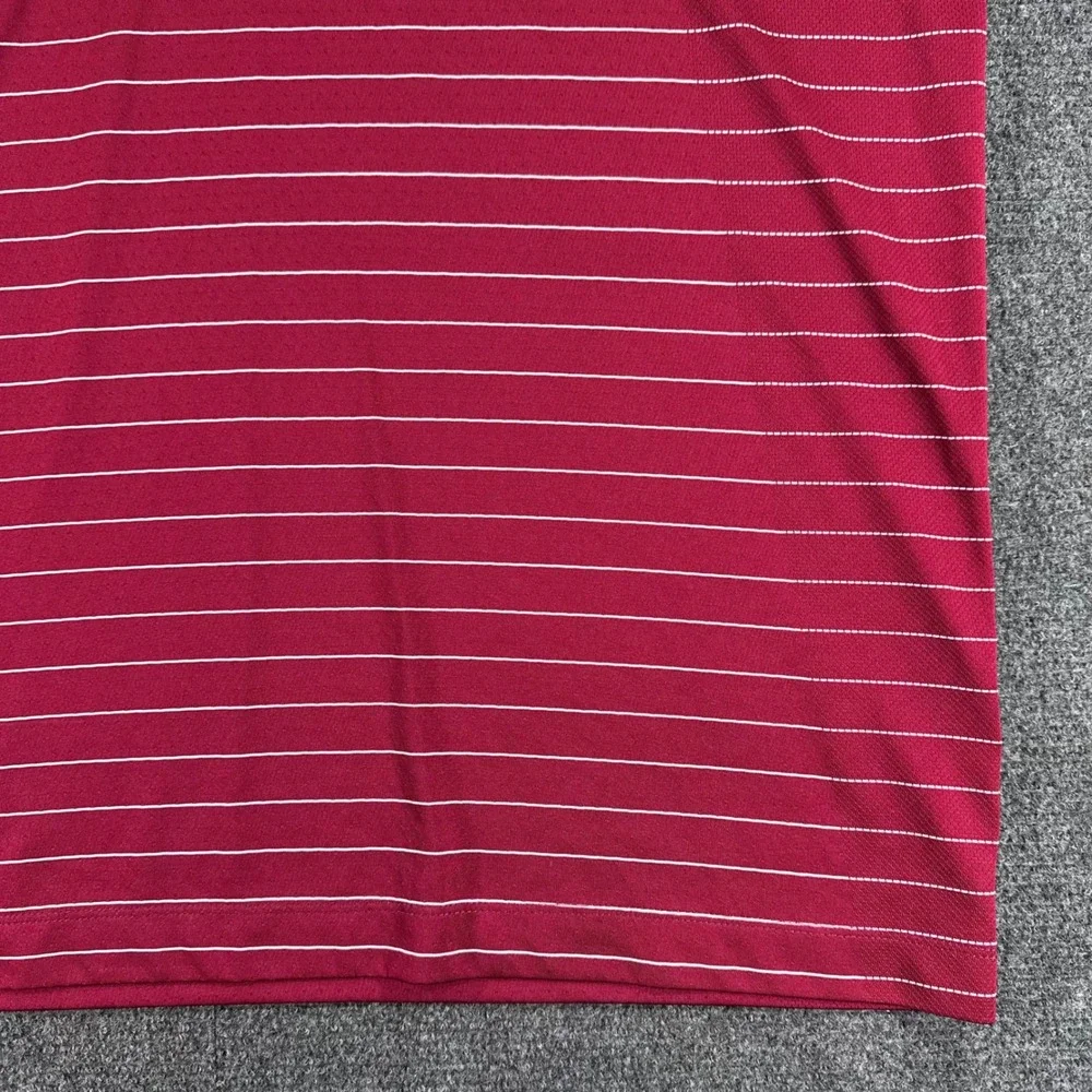 Nike Polo Shirt Mens L Large Red Striped Golf Short Sleeve Dri Fit 231584-642